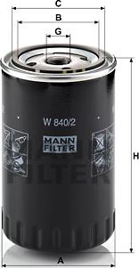 Mann-Filter W 840/2 - фильтр масляный ! \VW Golf/Passat/T4, Ford Galaxy, Seat Ibiza/Toledo 1.9TD/TDi 92> autosila-amz.com