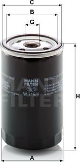 Mann-Filter W 719/4 - Фильтр MANN-FILTER W 719/4 (W 719/28) (W 719/6) Масляный фильтр autosila-amz.com