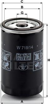 Mann-Filter W 719/14 - ФИЛЬТР МАСЛ ALFA 155/164/JEEP CHEROKEE/OPL FRONTERA/CHR VOYAGER 2.5-2.8TD 88- autosila-amz.com