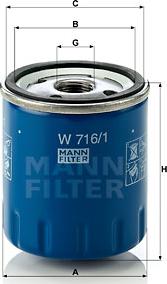 Mann-Filter W 716/1 - Фильтр MANN-FILTER W 716/1 Масляный фильтр autosila-amz.com