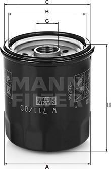 Mann-Filter W 711/80 - Масляный фильтр autosila-amz.com