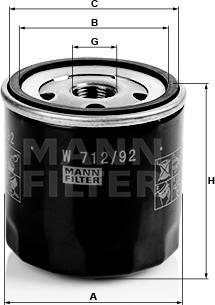 Mann-Filter W 712/92 - Масляный фильтр autosila-amz.com