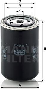 Mann-Filter WK 940/19 - Топливный фильтр autosila-amz.com