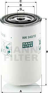 Mann-Filter WK 940/15 - Фильтр топливный MANN-FILTER WK 940/15 Германия 1/10/600 шт. autosila-amz.com