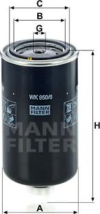 Mann-Filter WK 950/6 - фильтр топливный !M14x1.5 D99 H199\ Iveco Stralis ET/ES/Cursor 440E42 autosila-amz.com