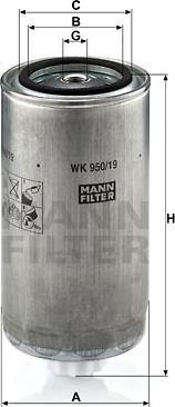 Mann-Filter WK 950/19 - MANN-FILTER WK95019 фильтр топливный!(CHINA)грубой очистки H196 D96d62/72M16x1.5\IVECO Eurotrakker autosila-amz.com