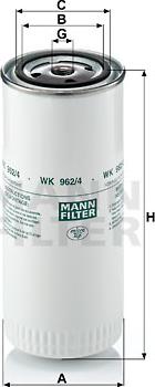 Mann-Filter WK 962/4 - MANN-FILTER WK9624 фильтр топливный! M16X1.5 D93 H210 \Omn DAF XF95 autosila-amz.com
