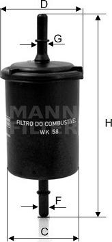 Mann-Filter WK 58 - Топливный фильтр autosila-amz.com