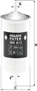 Mann-Filter WK 613 - фильтр топливный!\Opel Astra/Vectra,Citroen Xantia,VW Polo 1.4-2.0 88> autosila-amz.com