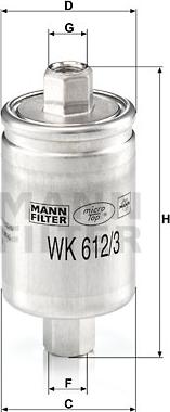 Mann-Filter WK 612/3 - Фильтр топливный CHEVROLET Blazer >82, Corsica 91-96 autosila-amz.com
