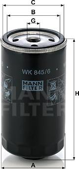 Mann-Filter WK 845/6 - фильтр топливный!\BMW E36/E34/E39/E38 1.7-3.9D/TD 93> autosila-amz.com