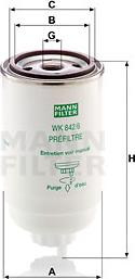Mann-Filter WK 842/6 - Фильтр MANN-FILTER WK 842/6 Топливный фильтр, 1 шт autosila-amz.com