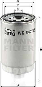 Mann-Filter WK 842/16 - Фильтр топливный DAF TRUCKS 45, 55-Serie, F 600 - 900, F 1000 - 1900, LEYLAND-DAF 45, 50-Serie autosila-amz.com