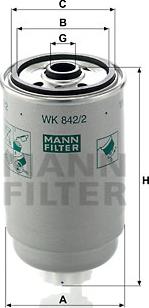 Mann-Filter WK 842/2 - wk842/2 фильтр топливный vw 1.5d/1.6d/td fiat ducato 1.9d/td/2.5td/2.8d -02xxxxx autosila-amz.com