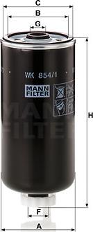 Mann-Filter WK 854/1 - фильтр топливный!\Fiat Multipla 1.9JTD 02>/Punto 1.9JTD 00> autosila-amz.com