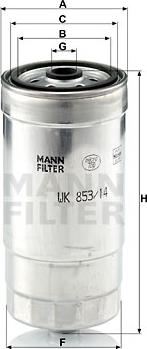 Mann-Filter WK 853/14 - фильтр топливный!\Hyundai Elantra/Santa Fe/Trajet 2.0CRDi 01> autosila-amz.com