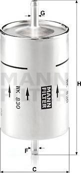 Mann-Filter WK 830 - Фильтр топливный ALFA RoMEO Alfa 6 79-88, Alfetta GT 74-87, RZ 88-94, Spider 68-93, SZ 88-94, 164 87 autosila-amz.com