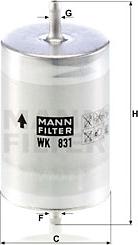 Mann-Filter WK 831 - Фильтр топливный CHEVROLET Rexton > 02, MB C-Klasse 93-01, CL 96-98, CLK 97-02, E-Klasse 95-03, E-Kl autosila-amz.com