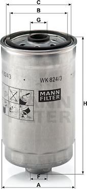Mann-Filter WK 824/3 - Топливный фильтр autosila-amz.com