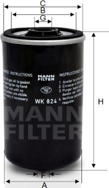 Mann-Filter WK 824 - Топливный фильтр autosila-amz.com