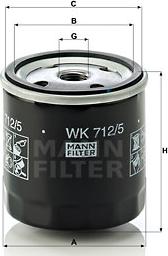 Mann-Filter WK 712/5 - MANN-FILTER WK7125 фильтр топливный!(GERMANY) H79 D76 M16X1.5\ IVECO/MAN/SCANIA/VOLVO BUS autosila-amz.com