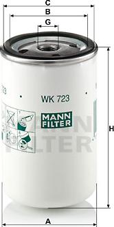 Mann-Filter WK 723 - MANN-FILTER WK723 фильтр топливный! H124 D76 M16x1.5\ Scania 2/3,Volvo F/FH/FL,RVI Kerax/Midliner/Ma autosila-amz.com
