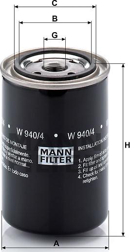 Mann-Filter WP 940/4 - Масляный фильтр autosila-amz.com