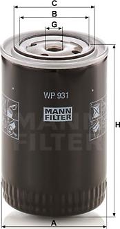 Mann-Filter WP 931 - Масляный фильтр autosila-amz.com