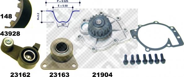 Mapco 41928 - Водяной насос + комплект зубчатого ремня ГРМ autosila-amz.com