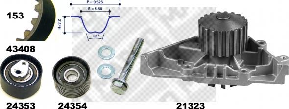 Mapco 41408 - Водяной насос + комплект зубчатого ремня ГРМ autosila-amz.com