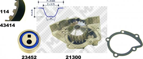 Mapco 41414 - Водяной насос + комплект зубчатого ремня ГРМ autosila-amz.com