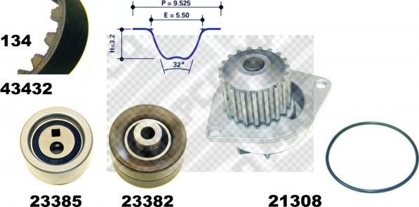 Mapco 41432 - Водяной насос + комплект зубчатого ремня ГРМ autosila-amz.com