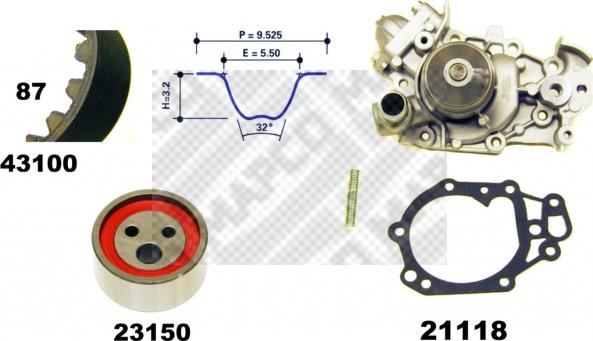 Mapco 41100 - Водяной насос + комплект зубчатого ремня ГРМ autosila-amz.com