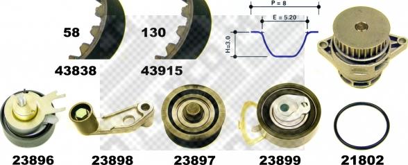 Mapco 41838/2 - Водяной насос + комплект зубчатого ремня ГРМ autosila-amz.com