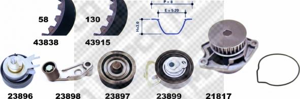 Mapco 41838 - Водяной насос + комплект зубчатого ремня ГРМ autosila-amz.com