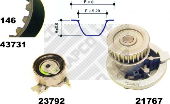 Mapco 41731/1 - Водяной насос + комплект зубчатого ремня ГРМ autosila-amz.com