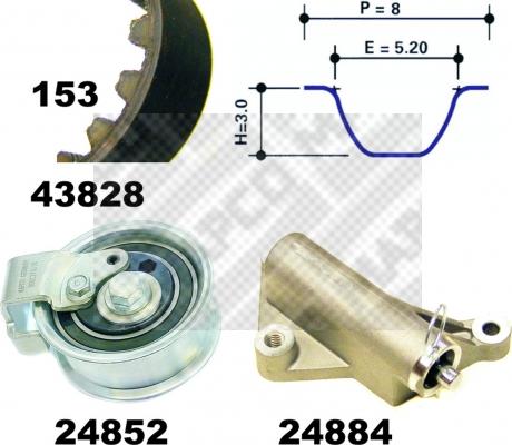 Mapco 23908 - Комплект зубчатого ремня ГРМ autosila-amz.com