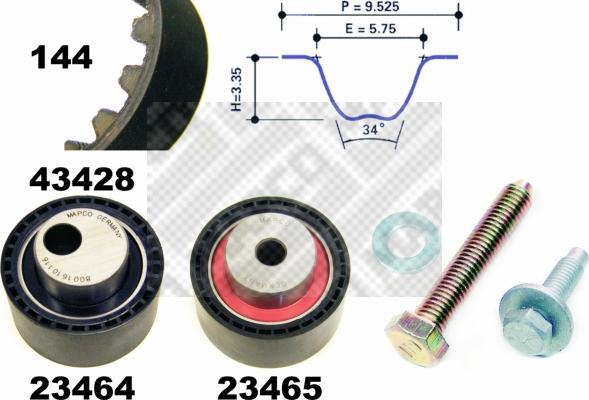 Mapco 23428 - Комплект зубчатого ремня ГРМ autosila-amz.com