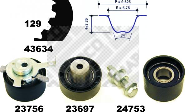 Mapco 23608 - Комплект зубчатого ремня ГРМ autosila-amz.com