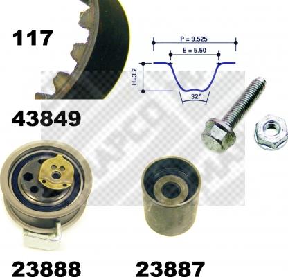 Mapco 23849 - Комплект зубчатого ремня ГРМ autosila-amz.com