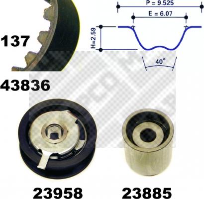 Mapco 23836 - Комплект зубчатого ремня ГРМ autosila-amz.com