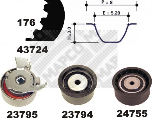 Mapco 23729 - Комплект зубчатого ремня ГРМ autosila-amz.com