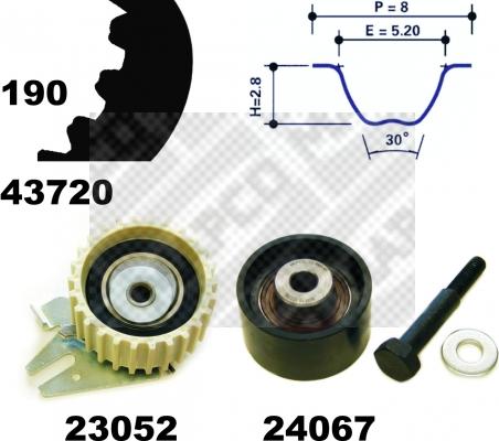 Mapco 23720 - Комплект зубчатого ремня ГРМ autosila-amz.com