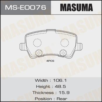 MASUMA MS-E0076 - колодки дисковые! задние\ Ford Galaxy/Mondeo,Volvo S80/V70/XC70 1.6-4.4 06> autosila-amz.com