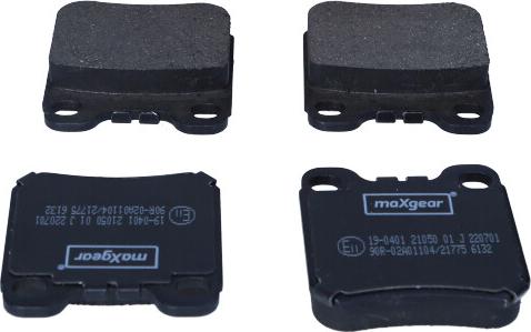 Maxgear 19-0401 - Тормозные колодки, дисковые, комплект autosila-amz.com