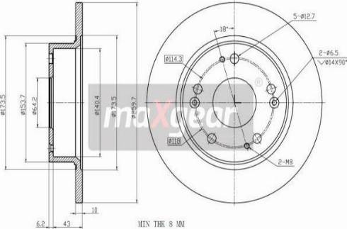 Maxgear 19-1843MAX - Тормозной диск autosila-amz.com