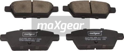 Maxgear 19-2992 - Тормозные колодки, дисковые, комплект autosila-amz.com
