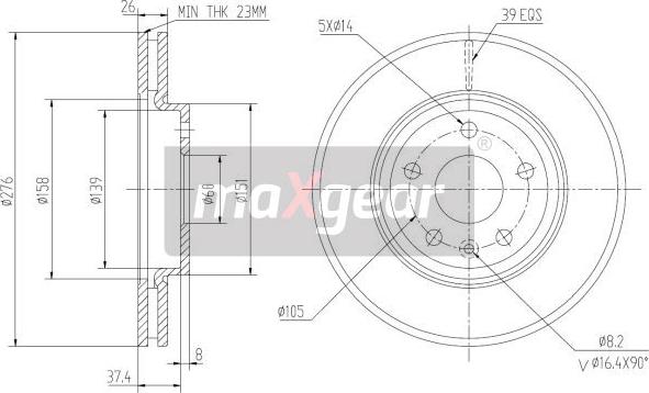 Maxgear 19-2334 - Тормозной диск autosila-amz.com