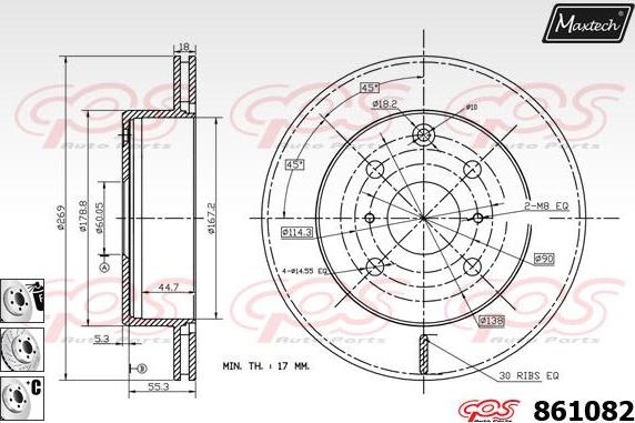 Maxtech 865518 - Тормозной диск autosila-amz.com