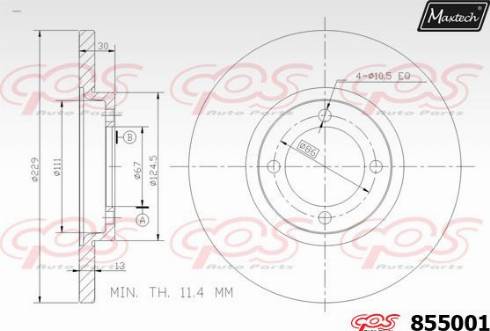 Maxtech 855001.0000 - Тормозной диск autosila-amz.com